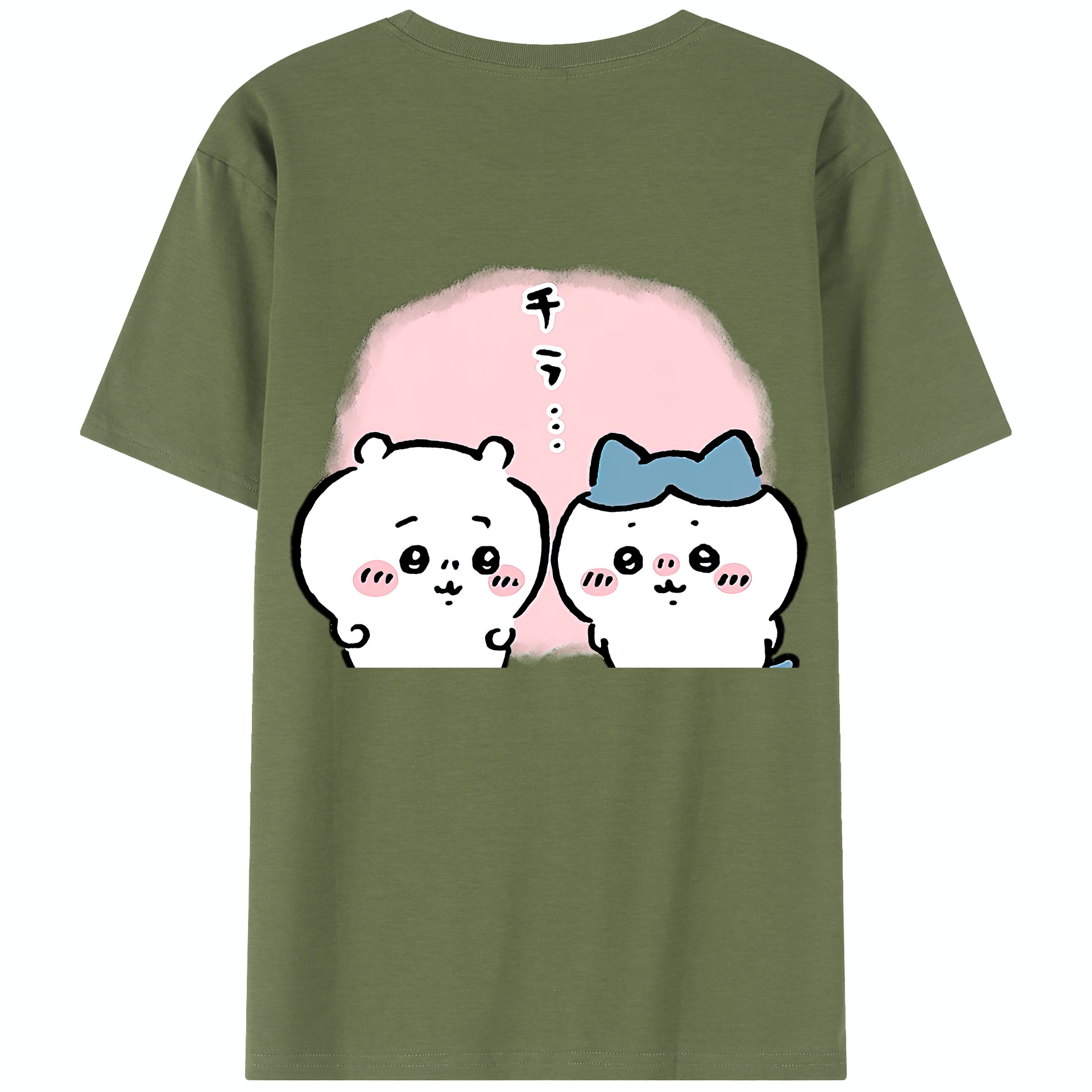 （画像用） ちいかわ ハチワレ Chii-kawa hachiware 綿100％半袖Tシャツ（背面プリント）